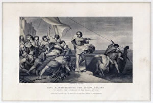 Aelfred Gallery: King Alfred Inciting the Anglo-Saxons to Repel the Invasion of the Danes, 896, (c1847)
