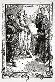 Tristan And Isolde Prints: King Anguish gives Isolt to Sir Tristram, 1905. Artist: Dora Curtis