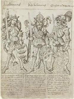 Charlemagne Prints: King Arthur, Charlemagne and Godfrey of Boulogne