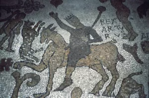 Images Dated 21st March 2007: King Arthur, mosaic in the Cathedral of Otranto, Italy