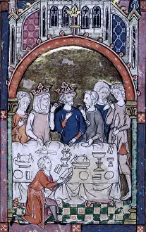 Sanc Grael Prints: King Arthur's Feast, early 14th century (1300-1315?) Creator: Unknown