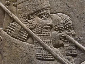 King Ashurnasirpal II during a royal lion hunt, 7th cen. BC. Artist: Assyrian Art