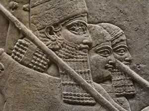 Assyrian Art Gallery: King Ashurnasirpal II during a royal lion hunt, 7th cen. BC. Artist: Assyrian Art