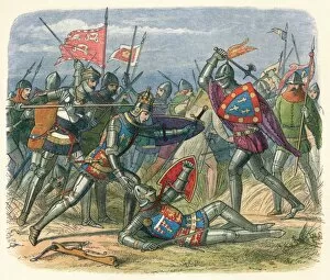 Battle Of Agincourt Collection: The King attacked by the Duke of Alencon, 1415 (18640. Artist: James William Edmund Doyle