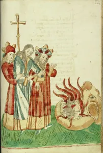 Diebold Lauber Prints: King Avenir, Josaphat and Nachor Behold the Hell Mouth; Barlaam und Josaphat