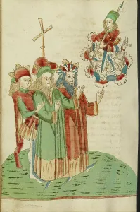 Apparition Prints: King Avenir, Josaphat, and a Pagan Scholar Behold an Image of Adonis and his Hounds