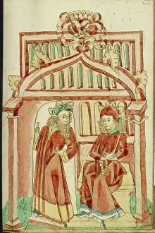 Diebold Lauber Prints: King Avenir Leaving the Enthroned Josaphat; Barlaam und Josaphat