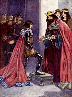 The King made the Black Prince a Knight of the Order of the Garter, 1348, (1905). Artist: A S Forrest
