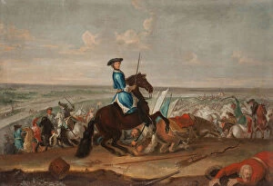 Great Northern War Collection: King Charles XII at the Battle of Narva on 19 November 1700. Artist: Krafft, David, von (1655-1724)