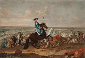 Great Northern War Collection: King Charles XII at the Battle of Narva on 19 November 1700. Artist: Krafft, David, von (1655-1724)
