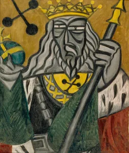 Gamblers Prints: King of clubs, 1915. Artist: Rozanova, Olga Vladimirovna (1886-1918)