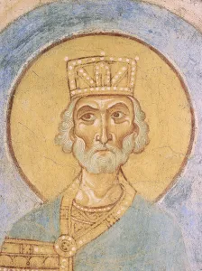 Pskov School Prints: King David, 12th century. Artist: Ancient Russian frescos