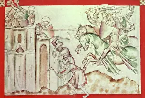 Pickaxe Prints: King David besieging Jerusalem, 1310-1320. Creator: Unknown