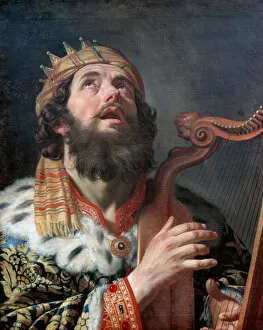 Lucky Charm Collection: King David Playing the Harp, 1622. Artist: Honthorst, Gerrit, van (1590-1656)