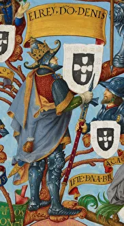 Tempera On Paper Prints: King Denis I of Portugal (1261-1325) From Genealogia dos Reis de Portugal, ca 1530