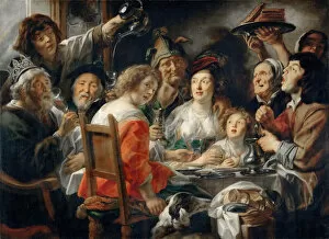 Twelve Days Of Christmas Gallery: The King Drinks, or Family Meal on the Feast of Epiphany. Artist: Jordaens, Jacob (1593-1678)