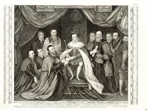 Charter Collection: King Edward VI signing a charter, 1552, (1750). Artist: George Vertue