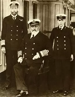 Royal Yacht Gallery: King Edward VII with his son George, Prince of Wales, and grandson Prince Edward, 1910, (1935)