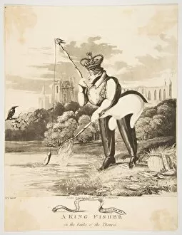 King George Iv Collection: A King Fisher on the Banks of the Thames, 1827. Creator: Monogrammist JVS