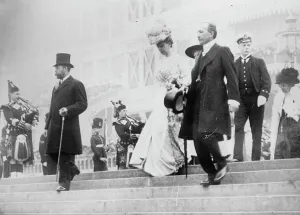 King Geo. Queen Mary, Earl Plymouth, Prince of Wales at opening Festival of Empire, 1912. Creator: Bain News Service