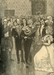 Introducing Gallery: King George IV holding a levee in Holyrood Palace, Edinburgh, 1822 (c1890). Creator: Unknown