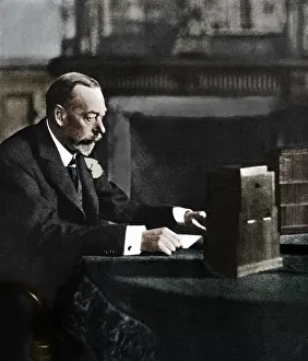 King George V broadcasting to the empire on Christmas Day, Sandringham, 1935 King George V broadcasting to the empire on Christmas Day, Sandringham, 1935
