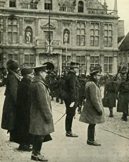 Albert I King Of Belgium Collection: King George V at Furnes, Belgium, First World War, 4 December 1914, (1920). Creator: Unknown