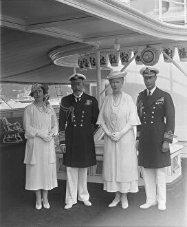 Elizabeth Angela Marguerite Bowes Lyon Gallery: King George V, Queen Mary, the Duke and Duchess of York aboard HMY Victoria and Albert, 1935