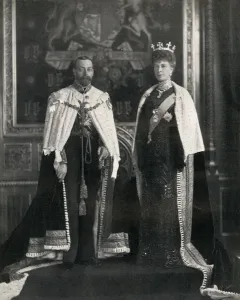 Hm Queen Mary Gallery: King George V and Queen Mary at their first opening of Parliament, 6 February 1911, (1951)