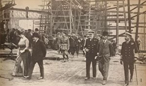 Associated Newspapers Ltd Gallery: King George V and Queen Mary at a Sunderland shipyard during World War I, June 15th, 1917, (1935)