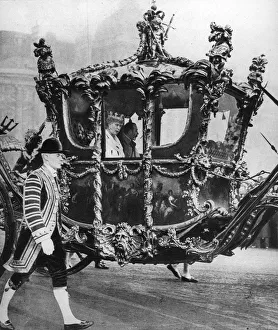 Mary Of Teck Prints: King George V and Queen Mary on their way to the State Opening of Parliament, c1930s