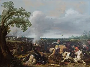 1632 Prints: King Gustav II Adolf of Sweden (1594-1632) at the Battle of Lutzen on 16 November 1632