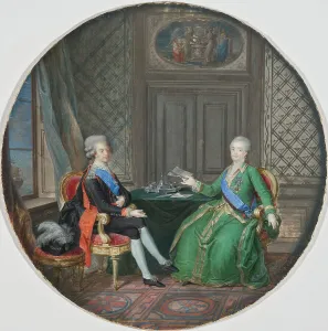 Holstein Gottorp Prints: King Gustavus III and Catherine II of Russia in Fredrikshavn 1783