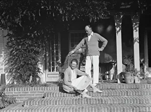 Group Portraits Prints: King, Hamilton, Mr. and Mrs. seated on the steps of their home