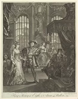 Queen Catherine Of Aragon Collection: King Henry the Eighth and Anna Bullen, ca. 1728. Creator: William Hogarth