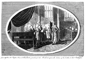 Influence Prints: King Henry III (1207-1272) in the Chapter House at Winchester preaching to the monks