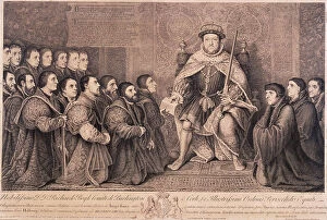 Bernard Baron Gallery: King Henry VIII surrounded by kneeling figures, 1736. Artist: Bernard Baron