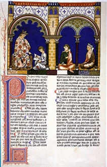 Alfonso X Gallery: King instructing a child, miniature in the Book of Games, manuscript, 1283, by Alfonso X el Sabio