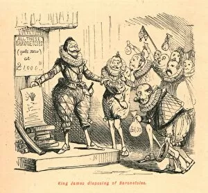 The Comic History Of England Gallery: King James disposing of Baronetcies, 1897. Creator: John Leech