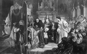 Edward Matthew Ward Prints: King James II (1633-1701) receiving news of the landing of the Prince of Orange