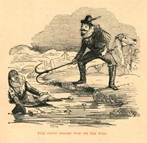 King James Vi Of Scotland Collection: King James rescued from the New River, 1897. Creator: John Leech