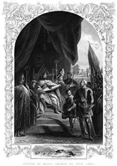 King John (1167-1216) signing the Magna Carta at Runnymede, 1215