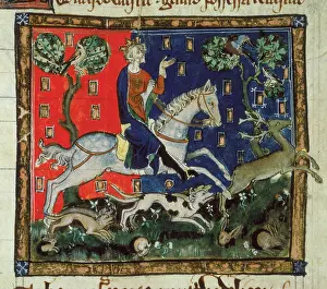 Stag Prints: King John hunting, 14th century. Creator: Unknown