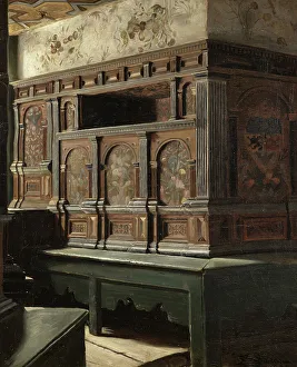 Gripsholm Prints: King Karl IX's Bedchamber at Gripsholm, 1884. Creator: Emma Josepha Sparre