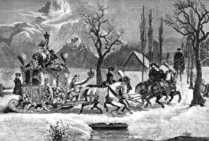 Ludwig Ii Prints: King Ludwig of Bavaria driving in his Sledge, 1886. Creator: Unknown