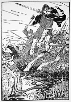 Norse Gallery: King Magnus in the marsh at Downpatrick, Ireland, 1103 (1913)