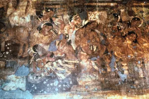 Ajanta Gallery: King Mahajanaka listening to Queen Vivali, Ajanta cave fresco, India, 1st-5th century AD