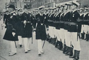 Hampshire Prints: The King Opening The Navy Week at Portsmouth, c1935, (1937). Creator: Unknown