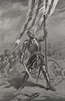 King Peter IV of Aragon, (1319-1387) at the Battle of Mislata (9 December 1348), 1890. Creator: Joan Serra y Pausas