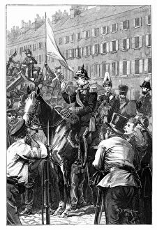 Barricade Collection: The King of Prussia Addressing the Berliners, 1848, (1900).Artist: William Barnes Wollen